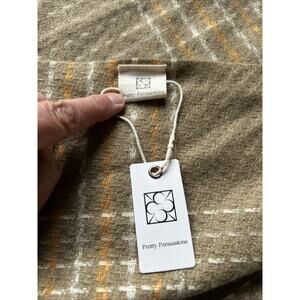 Pretty Persuasions Camel Brown Plaid Striped Scarf Wrap Women’s 26” x 72 NWT